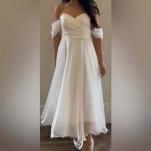 White formal midi dress